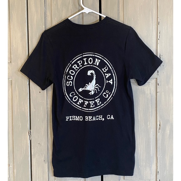 Bella Canvas Tops - Scorpion‎ Bay Coffee Co Pismo Beach CA Black Graphic T-Shirt Unisex Small Vacay